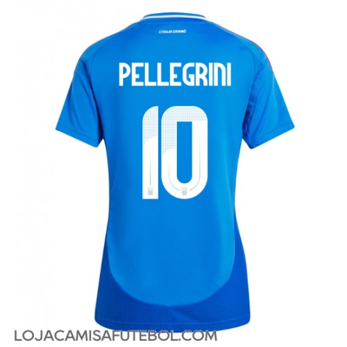 Camisa de Futebol Itália Lorenzo Pellegrini #10 Equipamento Principal Mulheres Europeu 2024 Manga Curta